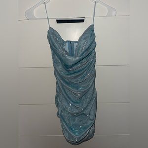 Fashion nova never worn blue metallic mini dress
